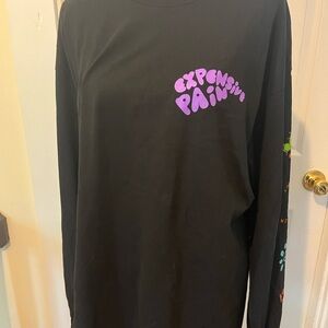 Black Long Sleeve Shirt with Purple Graphic